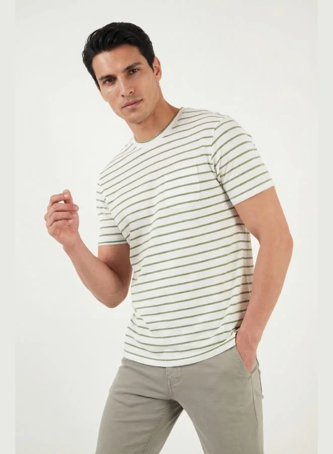 Buratti Buratti Cotton Striped Pocket Detail Crew Neck T-Shirt Men's T-SHIRT 5904057