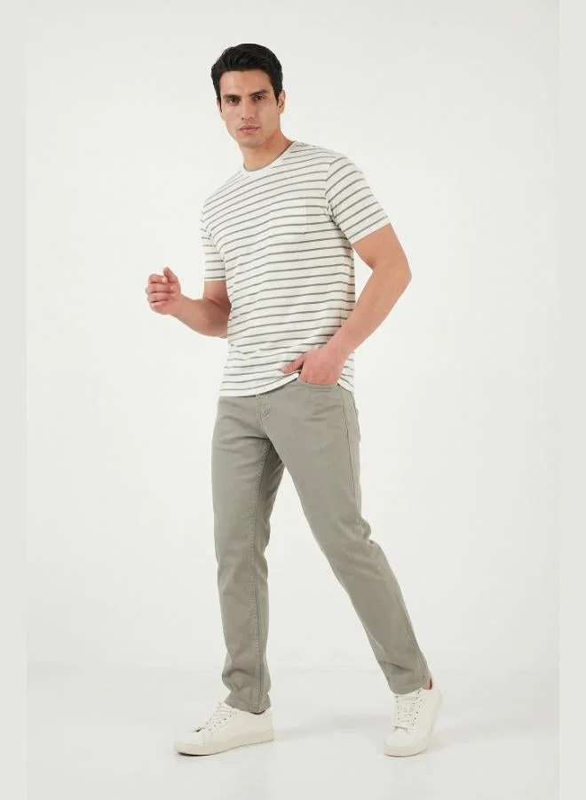 Buratti  Buratti Cotton Striped Pocket Detail Crew Neck T-Shirt Men's T-SHIRT 5904057 for Men | Best Price UAE