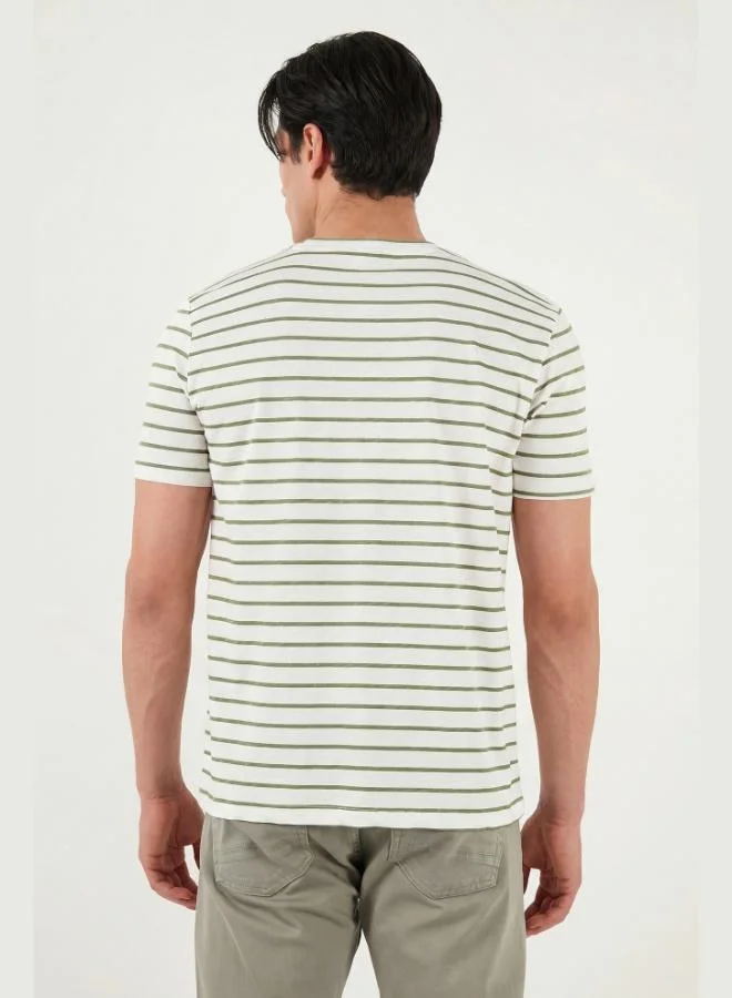 Buratti  Buratti Cotton Striped Pocket Detail Crew Neck T-Shirt Men's T-SHIRT 5904057 for Men | Best Price UAE
