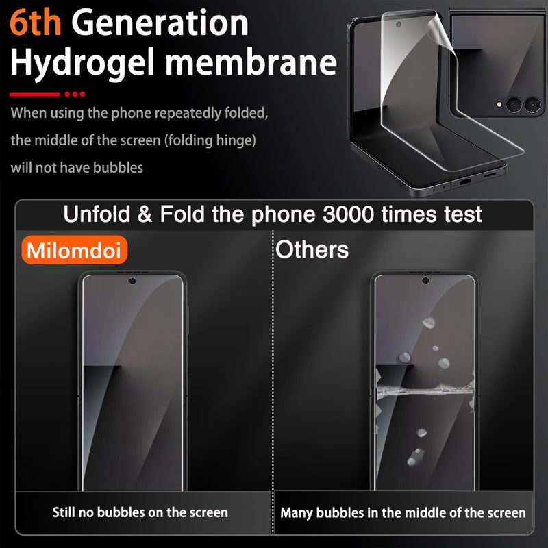 Milomdoi 9 in 1 Screen Protector for Samsung Galaxy Z Flip 7, 3 Inside Flexible Film + 3 Front Tempered Glass + 3 Camera Lens Protector Accessories with Installation Frame,Clear - Image 2