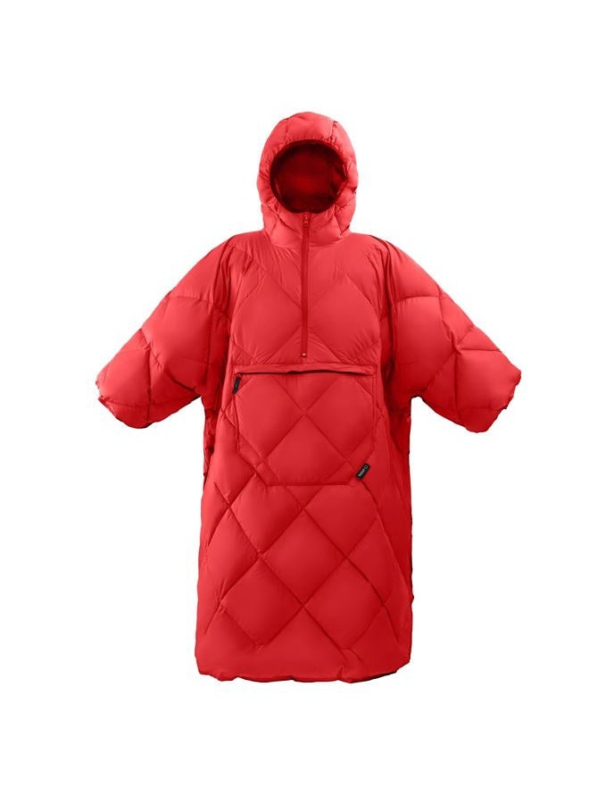 ATEPA Wearable Sleeping Bag, Recycled Stadium Blanket Packable Ultralight Warm Thermal Waterproof Windproof Poncho Down Alternative for Camping Outdoor Sports Travel Backpacking Hiking, Red - Image 1