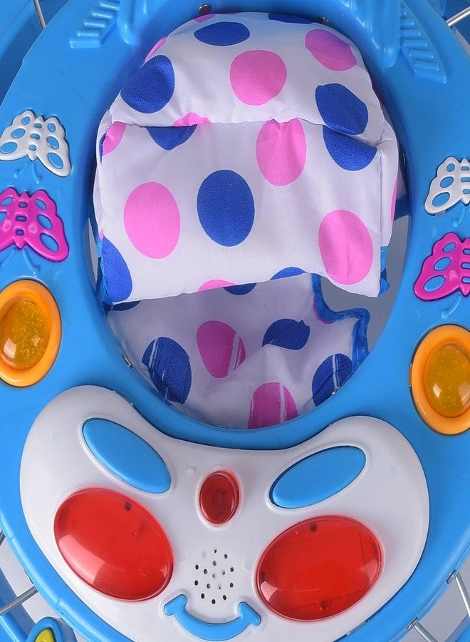 Maanit Musical 3 in 1 Butterfly design Baby Walker for 6-24 Months - 6-Wheel Adjustable Foldable Infant Walker with Cushioned Seat, 360° Rotating Wheels - Lightweight Safe Learning Walker for Toddlers (Blue) - Image 4