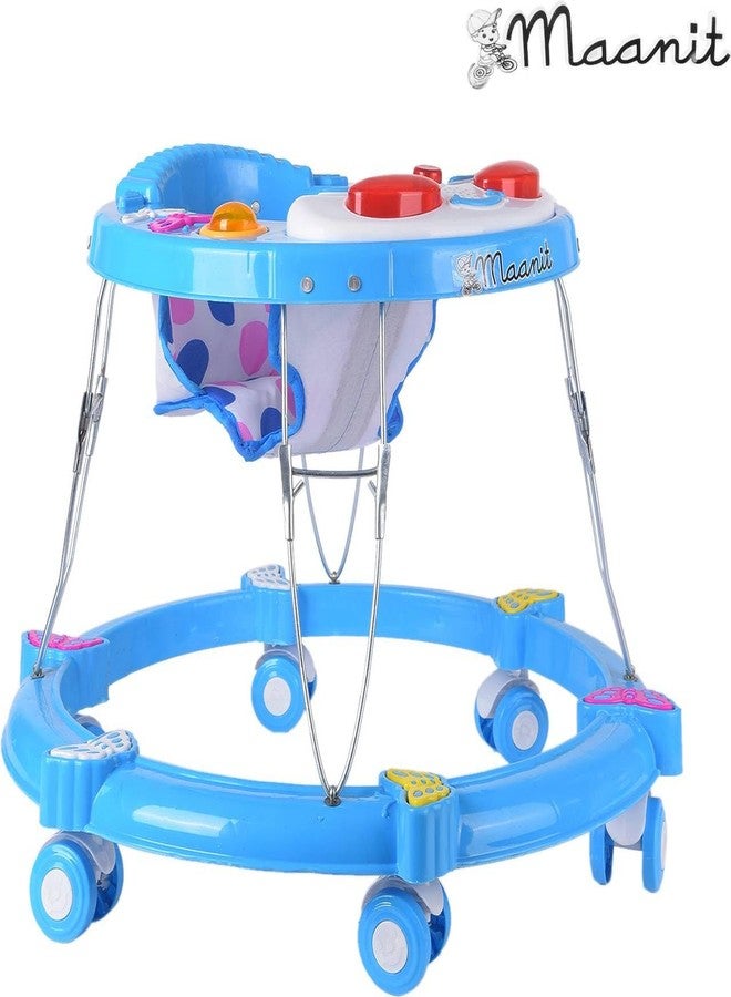 Maanit Musical 3 in 1 Butterfly design Baby Walker for 6-24 Months - 6-Wheel Adjustable Foldable Infant Walker with Cushioned Seat, 360° Rotating Wheels - Lightweight Safe Learning Walker for Toddlers (Blue) - Image 2