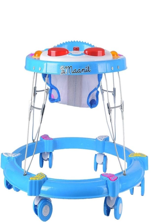 Maanit Musical 3 in 1 Butterfly design Baby Walker for 6-24 Months - 6-Wheel Adjustable Foldable Infant Walker with Cushioned Seat, 360° Rotating Wheels - Lightweight Safe Learning Walker for Toddlers (Blue) - Image 1
