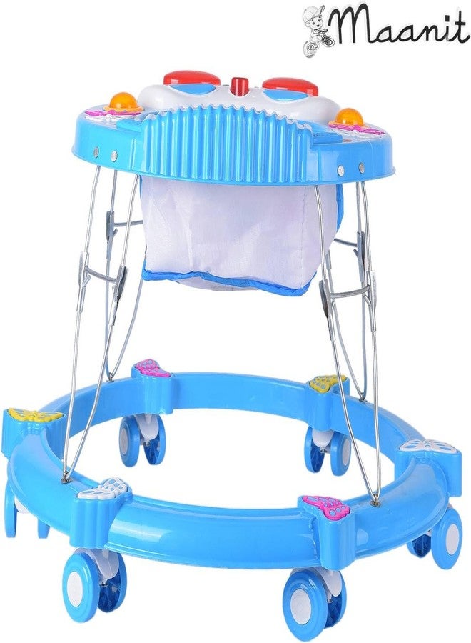Maanit Musical 3 in 1 Butterfly design Baby Walker for 6-24 Months - 6-Wheel Adjustable Foldable Infant Walker with Cushioned Seat, 360° Rotating Wheels - Lightweight Safe Learning Walker for Toddlers (Blue) - Image 3
