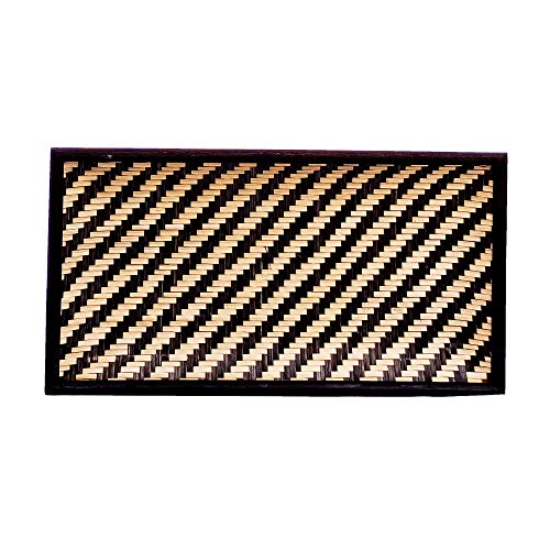 Kadam Haat Handmade Bamboo Rectangular Serving Tray, Cereal Plate, Tea/Drink Platter, Dinner Serving, Snack Tray | (Small), Black & Natural) - Image 1