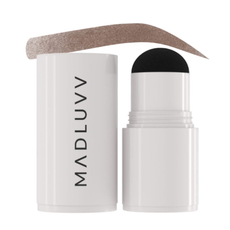 MADLUVV تعبئة ختم الحواجب MADLUVV* - ختم لون للحواجب ولمسة جذر للنساء والرجال، يخفي تساقط الشعر، الشعر الرمادي، الشعر الخفيف على الفور مع تركيبة مسحوق مقاومة للبقع/مقاومة للتلطيخ (بني متوسط) - Image 1