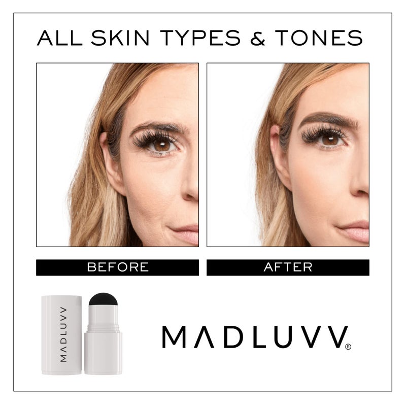 MADLUVV تعبئة ختم الحواجب MADLUVV* - ختم لون للحواجب ولمسة جذر للنساء والرجال، يخفي تساقط الشعر، الشعر الرمادي، الشعر الخفيف على الفور مع تركيبة مسحوق مقاومة للبقع/مقاومة للتلطيخ (بني متوسط) - Image 5