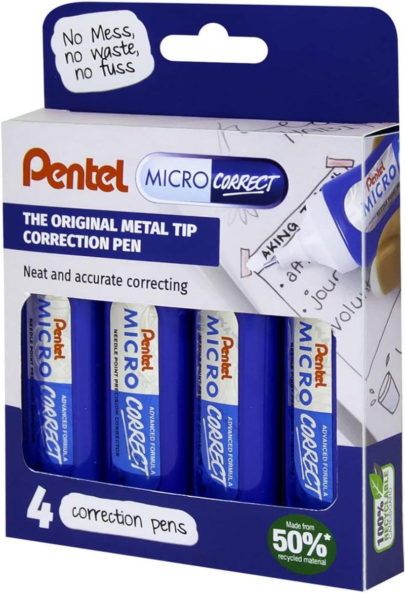 Micro Correct 12 ml Correction Pen - Wallet of 4