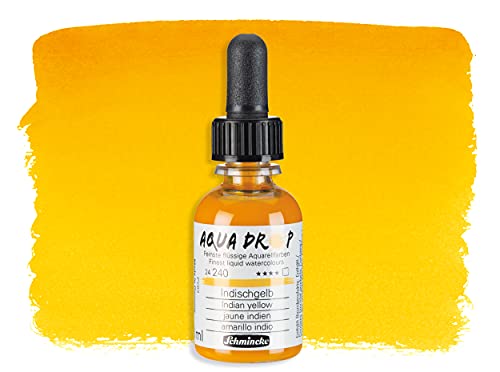 Schmincke - AQUA DROP, liquid, pigment-based watercolour, Indian yellow in 30 ml pipette bottle, 24240034, for watercolorpainting, urban sketching, calligraphy, handlettering, lightfast - Image 2