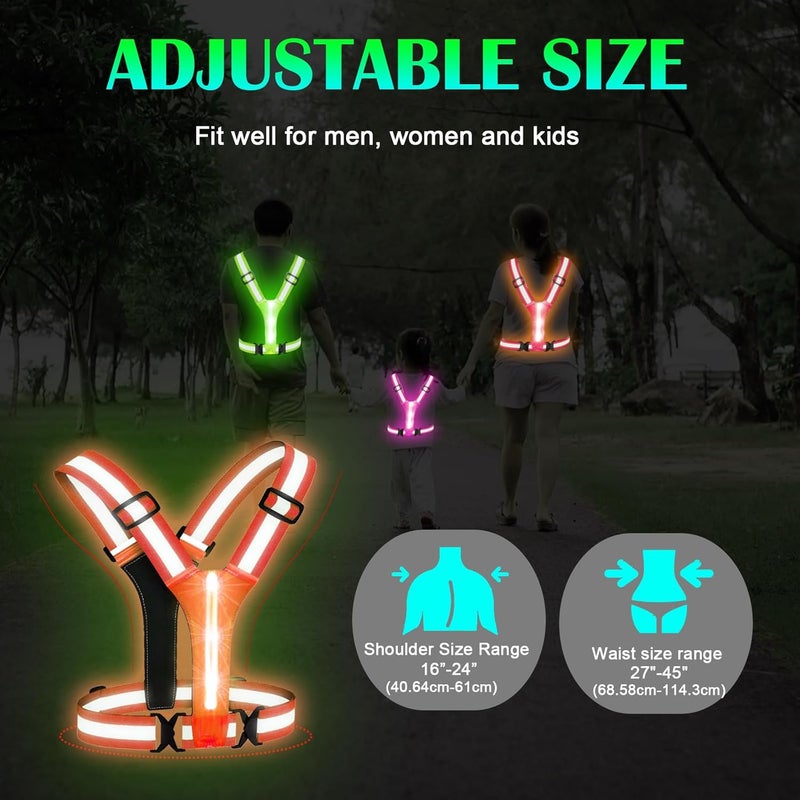 OMKHE LED Reflective Vest Running Gear, Light Up Running Vest Rechargeable, Safety Night Running Gear for Walking Running Cycling - Image 4