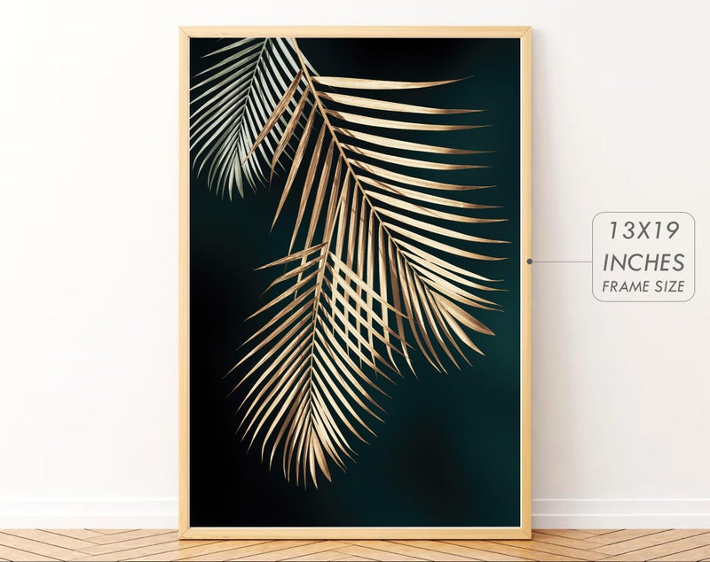 Gamya Big Modern Framed Posters Wall Decor Paintings For Living Room, Bedroom/Big Paintings For Wall Decoration, Frames For Wall Decor Set of 3 (13x19 Inches) (Green Gold) - Image 4