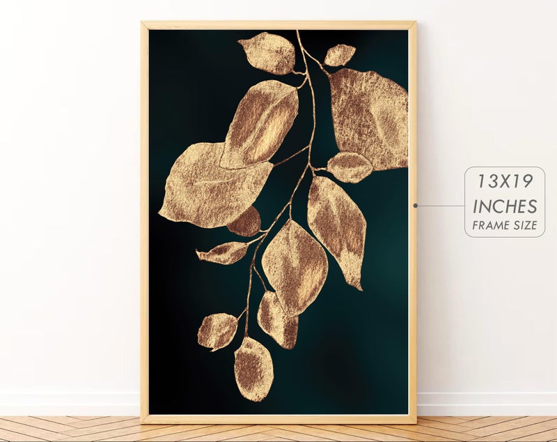 Gamya Big Modern Framed Posters Wall Decor Paintings For Living Room, Bedroom/Big Paintings For Wall Decoration, Frames For Wall Decor Set of 3 (13x19 Inches) (Green Gold) - Image 2