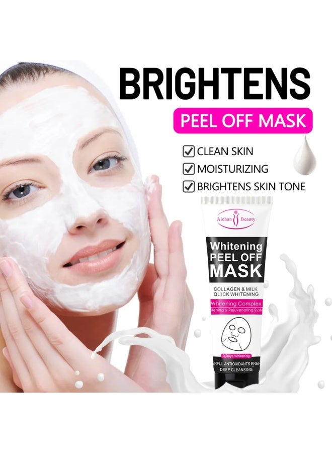 Aichun beauty Whitening Peel Off Facial Mask 120ml Deep Cleaning of Oils And Dirt Anti Aging Peel Off Mask with Collagen And Milk Quick Whitening - Image 2