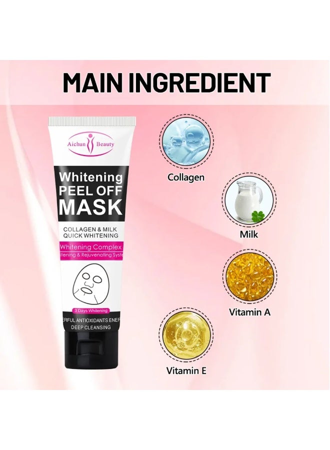 Aichun beauty Whitening Peel Off Facial Mask 120ml Deep Cleaning of Oils And Dirt Anti Aging Peel Off Mask with Collagen And Milk Quick Whitening - Image 5