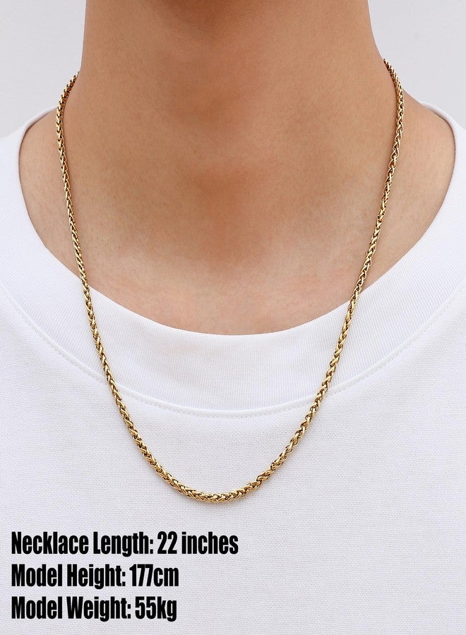 Fiusem Wheat Chains for Men and Women, 2/2.5/3/4/5mm Silver Tone Necklace Chain, Stainless Steel Mens Necklace 16-28 Inch, 18 Inches, Stainless Steel, No Gemstone - Image 3