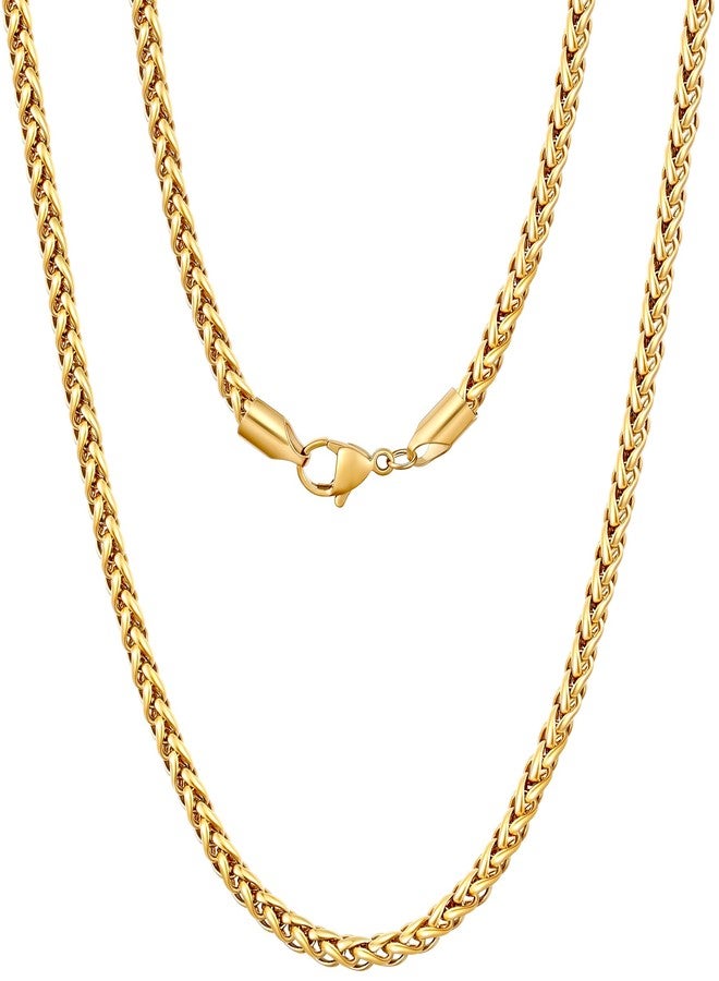 Fiusem Wheat Chains for Men and Women, 2/2.5/3/4/5mm Silver Tone Necklace Chain, Stainless Steel Mens Necklace 16-28 Inch, 18 Inches, Stainless Steel, No Gemstone - Image 1