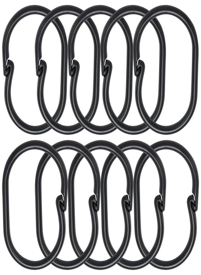 AUTEMOJO Curtain Hook Buckle, Bathroom Telescopic Rod Accessories, Bed Curtain, Door Curtain, Shower Curtain Hook C-Shaped Ring Opening Ring (10 Pieces, Black Large Size) - Image 1