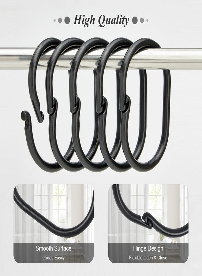 AUTEMOJO Curtain Hook Buckle, Bathroom Telescopic Rod Accessories, Bed Curtain, Door Curtain, Shower Curtain Hook C-Shaped Ring Opening Ring (10 Pieces, Black Large Size) - Image 2
