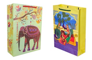 TASCHE Tambura and Green Elephant Design Printed Assorted Gift Paper Bags Gift Bags for Return gifts and Wedding presents 11 8 3 Inches Pack of 40 - pzsku/Z063DBDB198AE58DE3474Z/45/1745821600/d12e1cb3-6e7e-45d2-8403-a050a3dce711