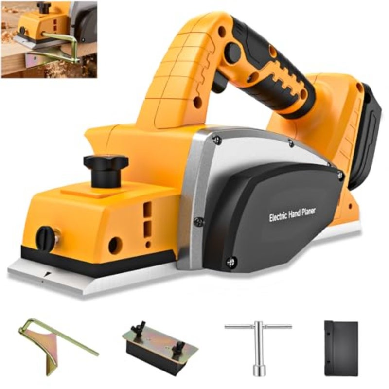 Cordless Hand Planer for De-walt 20v Battery, 3-1/4 Inch Electric Wood Planer 15000 RPM with Depth Adjustment and Safety Lock, Brushless Motor Handheld Planer for Woodworking and Home DIY No Battery - Image 1