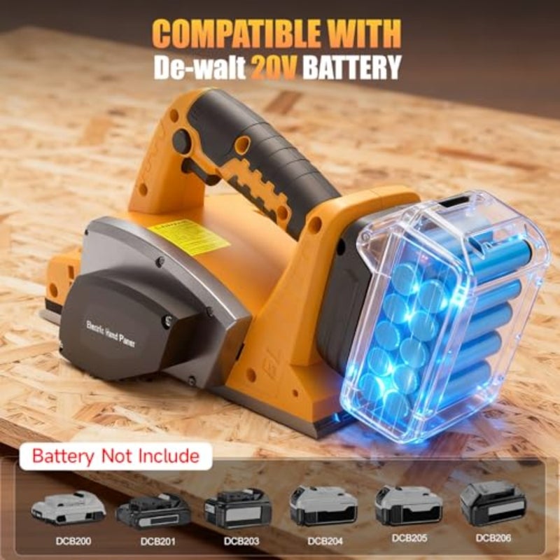 Cordless Hand Planer for De-walt 20v Battery, 3-1/4 Inch Electric Wood Planer 15000 RPM with Depth Adjustment and Safety Lock, Brushless Motor Handheld Planer for Woodworking and Home DIY No Battery - Image 3