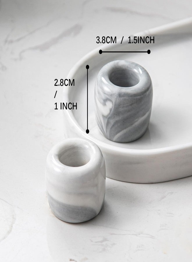 Yundu Mini Ceramics Toothbrush Holders Stand for Bathroom Vanity Countertops,Creative Marble Ceramics Toothbrush Holders Set of 2 - Image 2