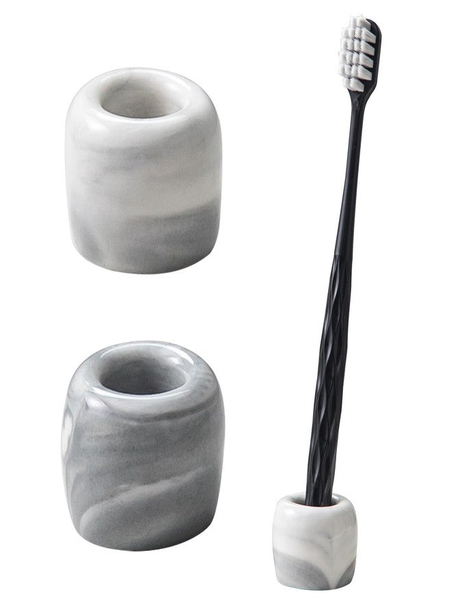 Yundu Mini Ceramics Toothbrush Holders Stand for Bathroom Vanity Countertops,Creative Marble Ceramics Toothbrush Holders Set of 2 - Image 1
