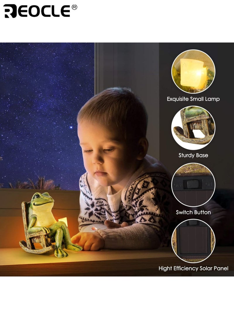 REOCLE Solar Frog Garden Statue with Fairy Design and Light Feature Outdoor Garden Decor with Miniature Art for Patio Yard Lawn Ornament - Image 4