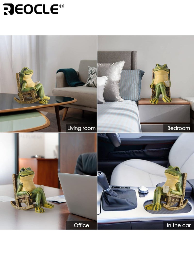 REOCLE Solar Frog Garden Statue with Fairy Design and Light Feature Outdoor Garden Decor with Miniature Art for Patio Yard Lawn Ornament - Image 5