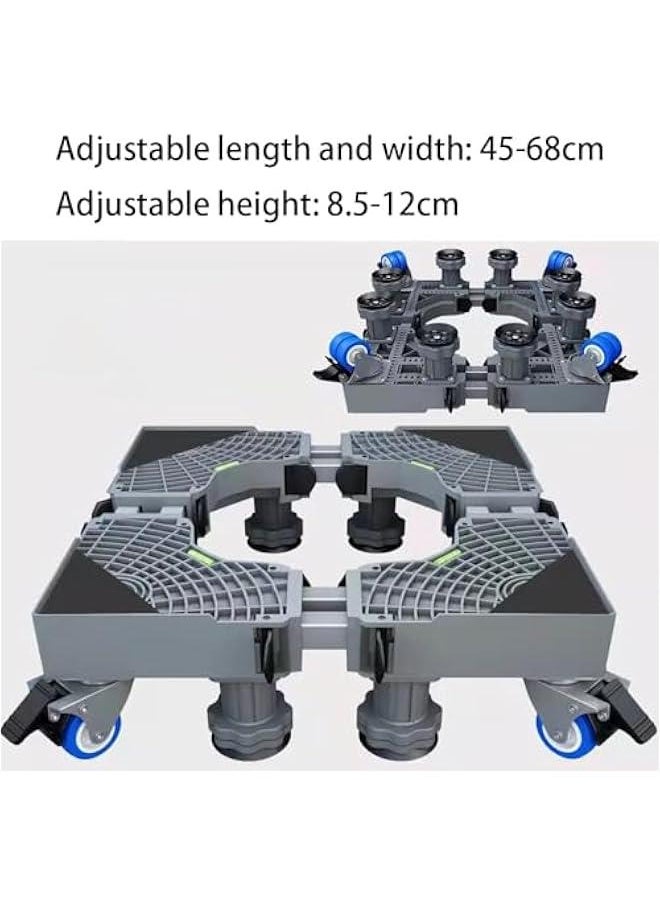 HOOKOR Fridge Stand Universal Stand Base Adjustable Refrigerator Stand with Strong Feet and Brake Wheels Washing Machine Pedestal Multi-Functional Base for Dryer (Double - 4 Wheels + 8 Legs)  - Image 2
