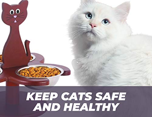 Etna Pet Store Elevated Cat Bowls - Wooden, Raised Pet Feeder Promotes Better Digestion, Easy on Joints - Multiple Feeder with 3 Removable Bowls for Food and Water - Brown - Image 4
