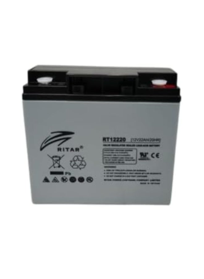 RITAR 12V Lead-Acid Battery, 22AH/20HR, Sealed Valve Regulated, RT12220 - Image 2