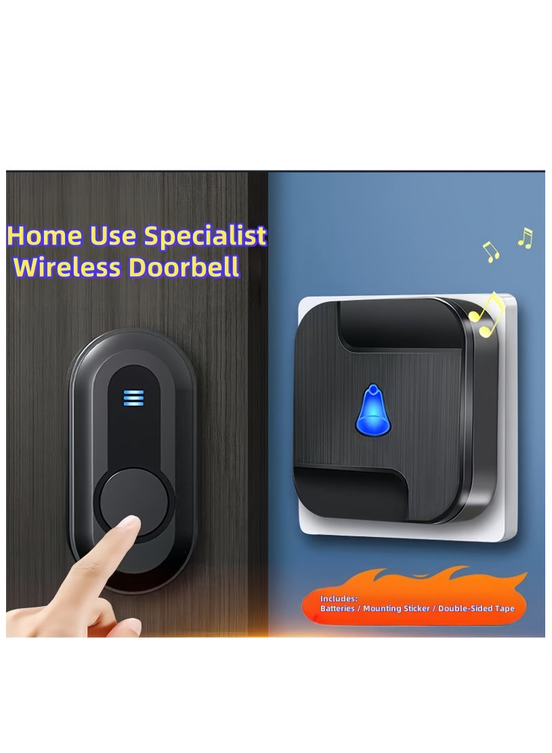 Waterproof wireless doorbell with LED flash, with UK plug, 1 receiver and 1 transmitter, with transmitter battery. Can be installed on front and back doors, 55 sounds and 5 volumes, the ringtone can penetrate walls, suitable for home, office, apartment, hotel, warehouse - Image 2