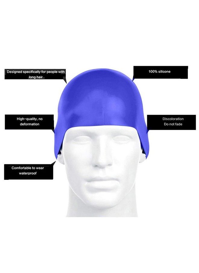 MAJIK - Waterproof Swimming Silicone Cap Protect Ear And Hair Breathable Cap For Both Long And Short Hair (Blue) - Image 1