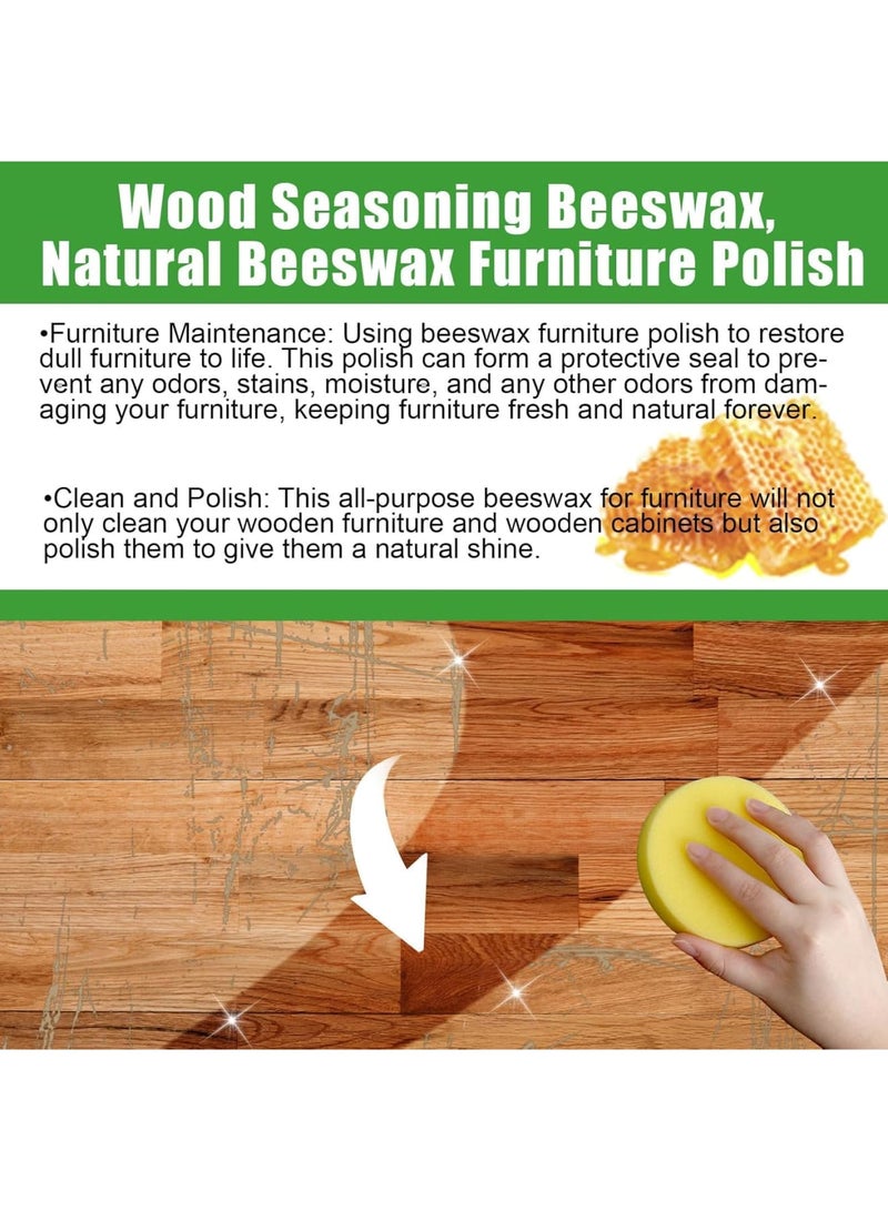 SOLARAE Beeswax Furniture Polish, 2 Pcs Natural Micro Molecularized Beeswax Protector with 2 Sponges, Wood Floor Anti-Cracking Polishing Cleaner, Wood Scratch Repair Beeswax for Table, Floor, Chair, Cabinet - Image 2