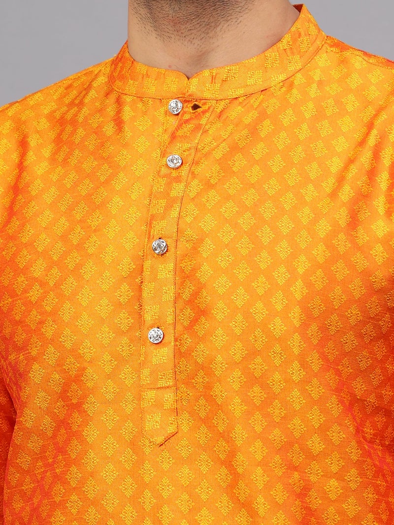 LATEST CHIKAN Men’s Silk Chikankari Kurta with Cream Churidar | Festive Set - KP-SB-O-42 - Image 4