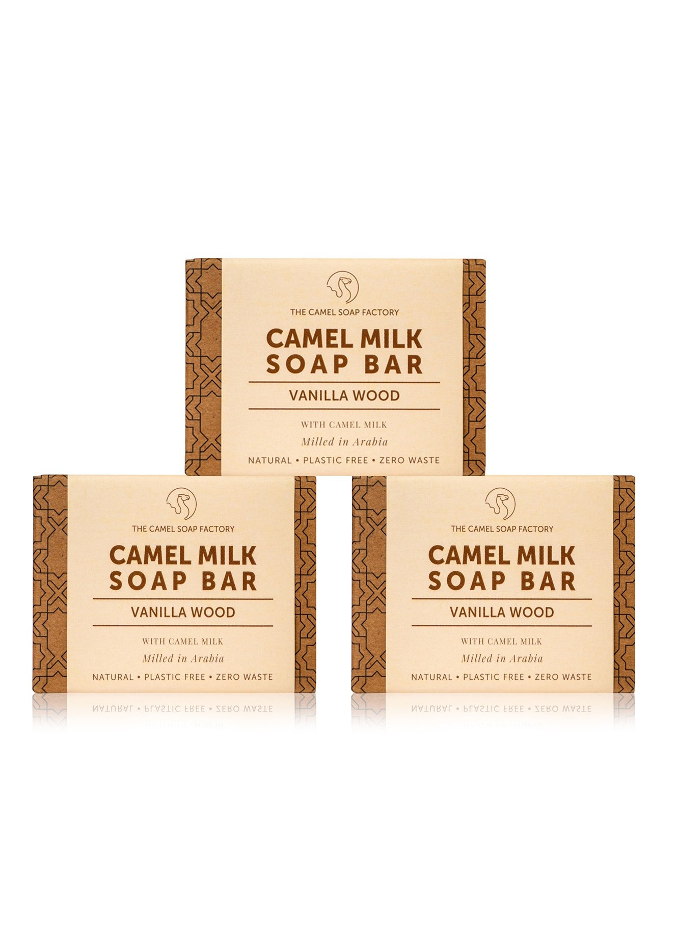 The Camel Soap Factory مصنع صابون الجمل صابون طبيعي – مطحون عربي – 3 × خشب الفانيليا 