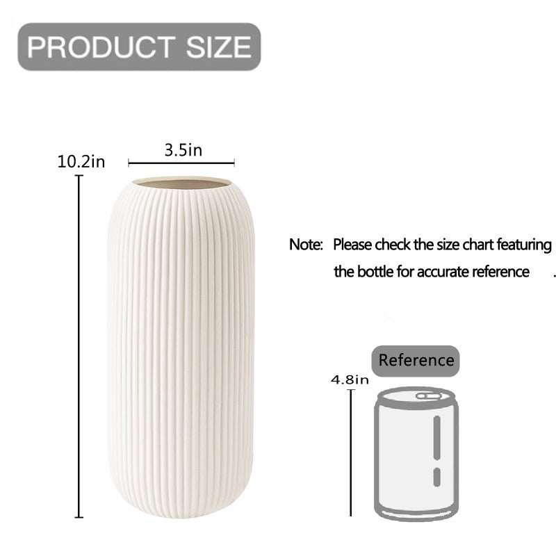 RIKBVOM Ceramic Vase for Flowers â€“ Modern Small Ribbed Textured Flower Vase for Home Decor, Pampas Grass, Decorative, Farmhouse, Coffee Table, Kitchen Centerpieces, Bookshelf and Home Living (XL White) - Image 4