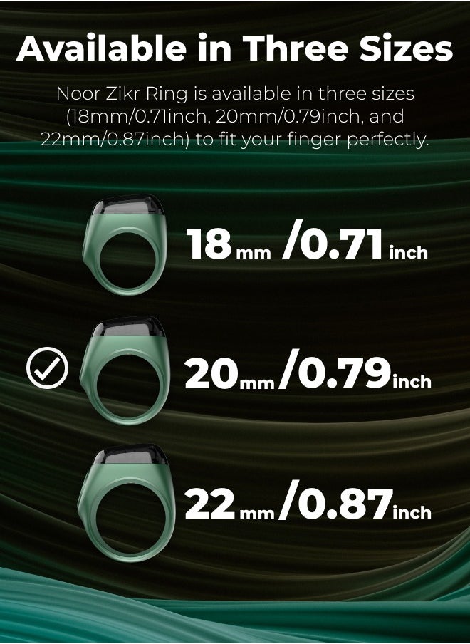 iQIBLA UMEOX iQIBLA Smart Zikr Ring Noor Green 20MM | 5 Prayer Time Reminders | Tasbih Smart Counter | 0.69-inch large screen | iQIBLA Social Life App(Points Redemption,Sleep,Heart Rate,Steps...) | Tracks 9999 counts | iQIBLA Service  - Image 2