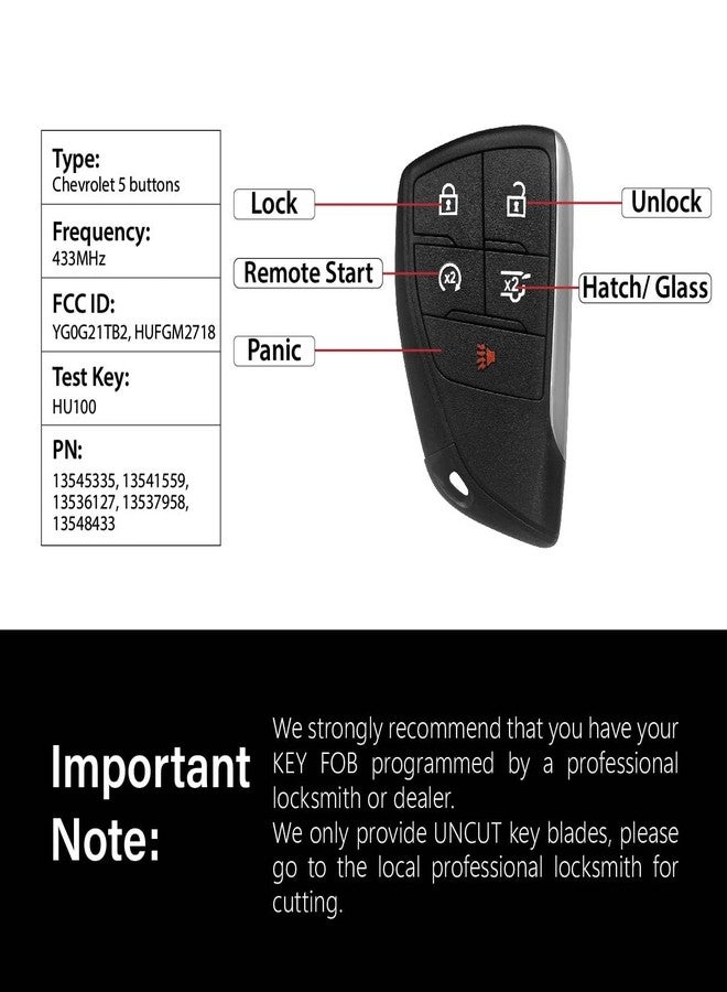 Keylessbest Replacement for 2020-2024 Chevrolet Suburban Tahoe Key Fob Remote Control YG0G21TB2 5 Buttons 433MHz - Image 3