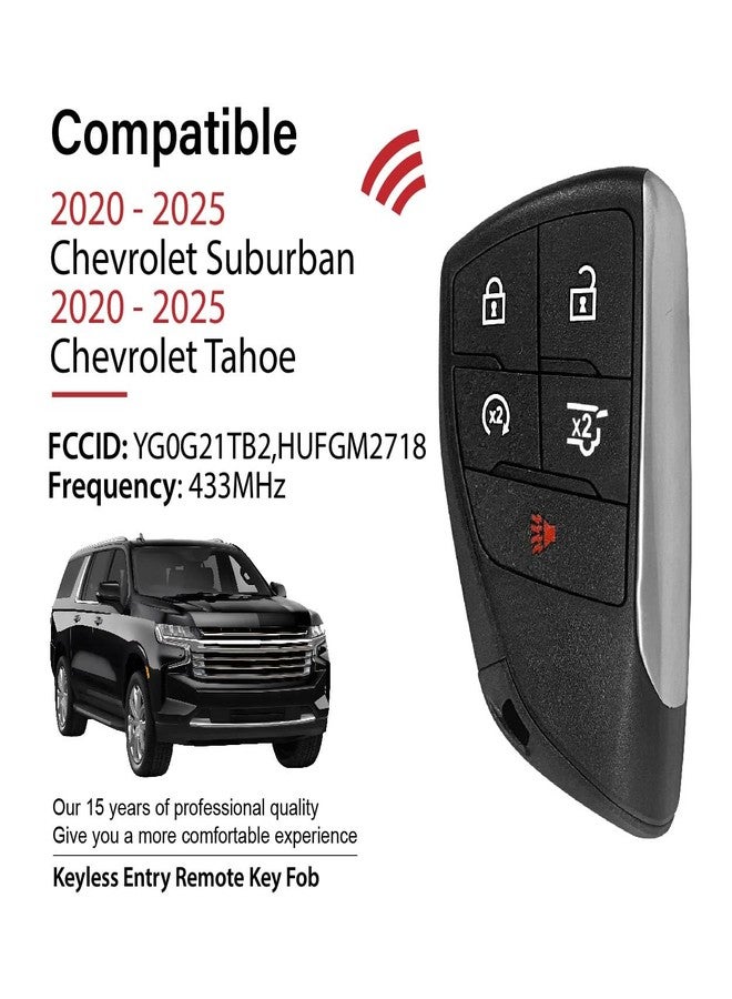 Keylessbest Replacement for 2020-2024 Chevrolet Suburban Tahoe Key Fob Remote Control YG0G21TB2 5 Buttons 433MHz - Image 2