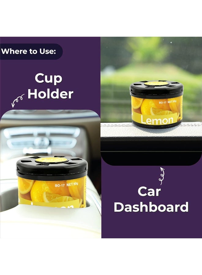 معطر جو بلاك أودور برائحة الليمون، عبوة من 5 قطع بوزن 90 جرام لكل قطعة، معطر جو للسيارة قائم على الزيوت العطرية، مزيل روائح جل يدوم طويلاً للاستخدام في سيارات متعددة، المنزل، المكتب، خزانة الملابس، لوحة القيادة وحامل الأكواب، عبوة مانعة للتسرب. - Image 4