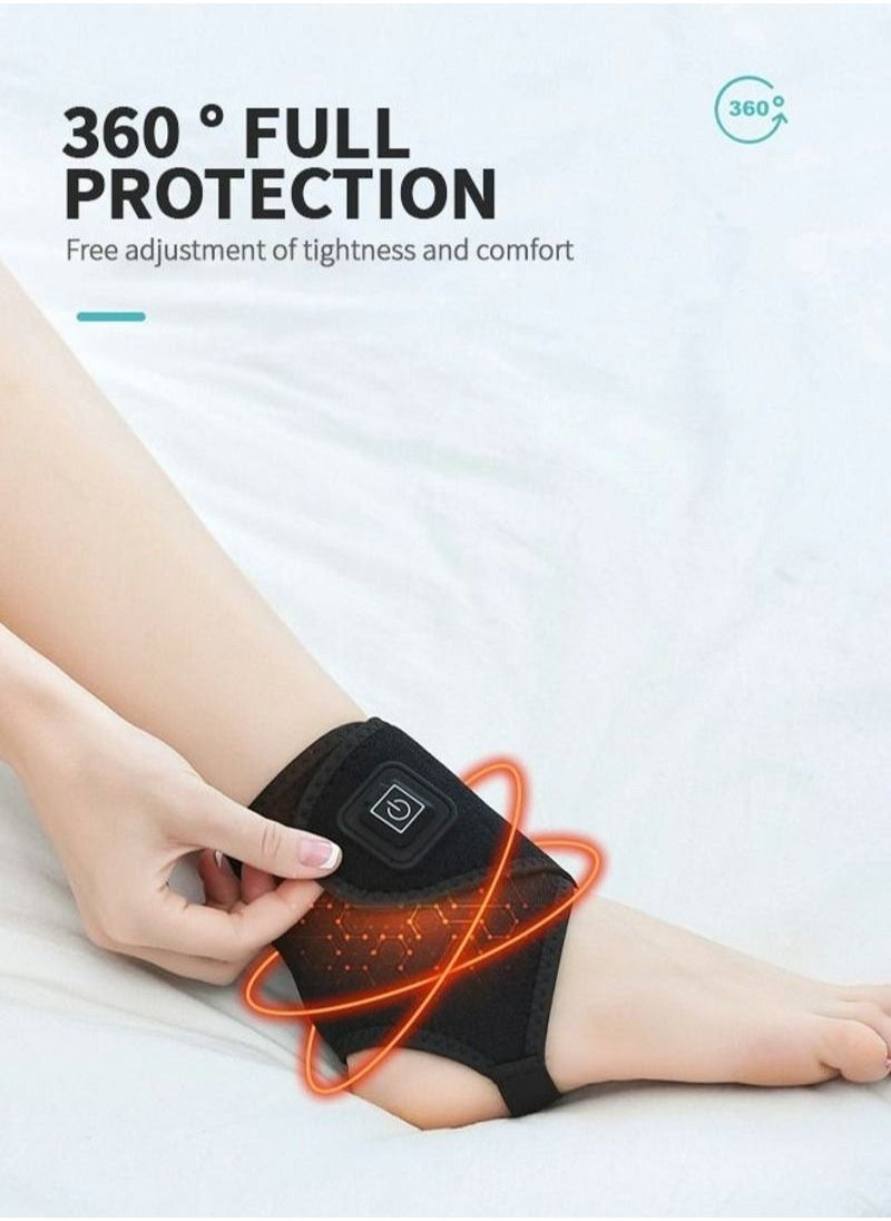 Heated Ankle Brace Wrap - Support with 3 Level Controller for Stabiling Ligaments, Soothe Achy Feet, Reduce Swelling, Pain Relief Sprains, Arthritis, Torn Tendons,Black