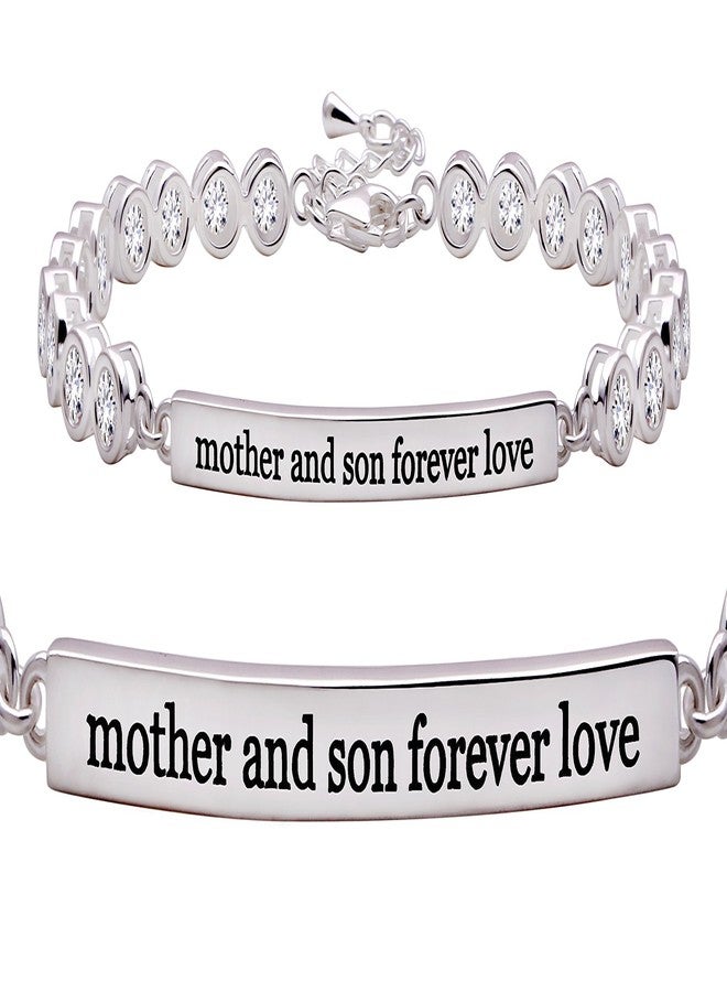 ALOV Jewelry Sterling Silver Mother and Son Forever Love Cubic Zirconia Bracelet - Image 2