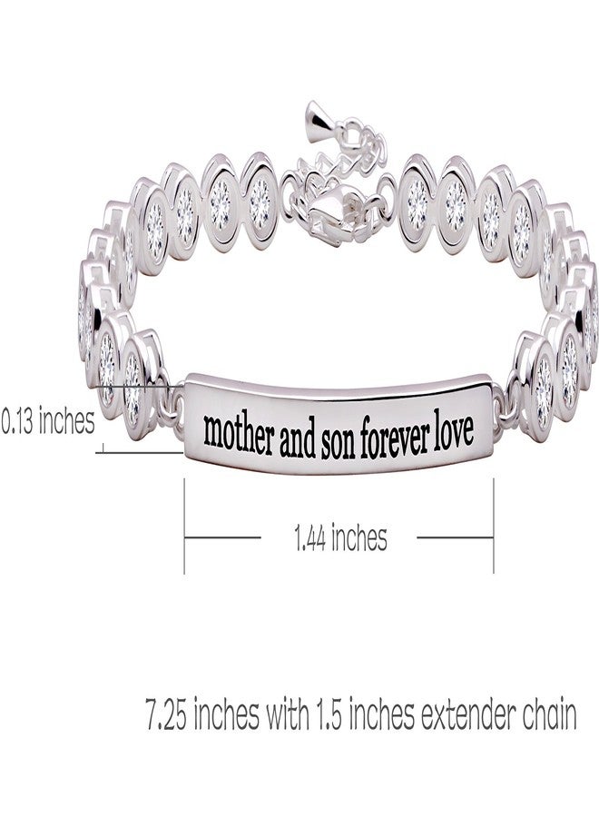 ALOV Jewelry Sterling Silver Mother and Son Forever Love Cubic Zirconia Bracelet - Image 3