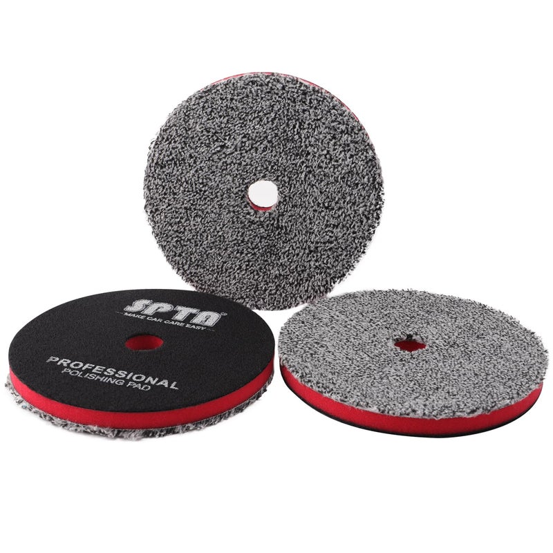 SPTA 6"(150MM) Microfiber Cutting Pads, 3PCS Soft Microfiber Wax Removal Pad, Detailing Wax Applicator Pad, for Waxing and Polishing&Scratch and Vortex Removal, Ultrafine Fiber Pad - Image 1