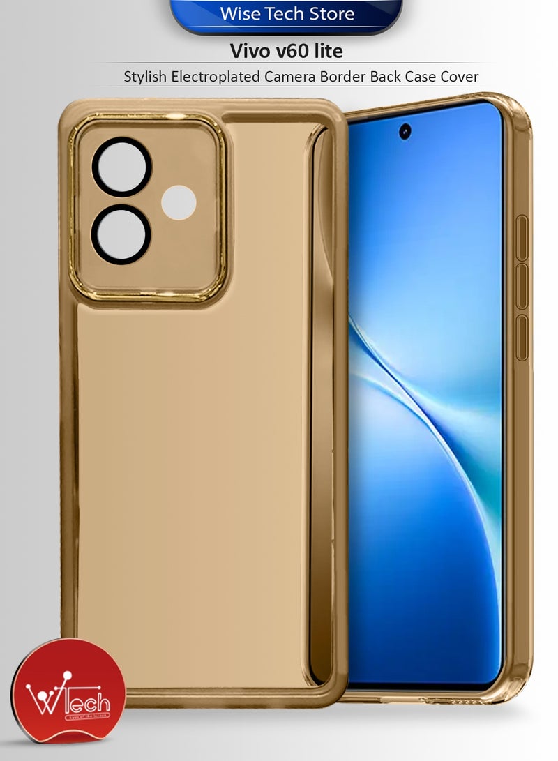 دبليو تيك غطاء خلفي لهاتف vivo V60 Lite 5G 2025 شفاف ناعم من السيليكون مع حماية عدسة الكاميرا، رفيع جدًا وأنيق مع حافة كاميرا مطلية بالكهرباء - بني - Image 1