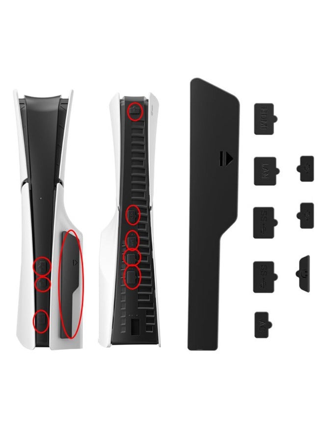 AOLION 9-Piece Silicone Dust Plug Set for PS5/PS5 Slim Console, Silicone Dust Protector Anti-Dust Cover, USB HDMI Interface Type A/C LAN Port Dust Cover Stopper for ps5 Digital & Disc Edition Console - Black - Image 1