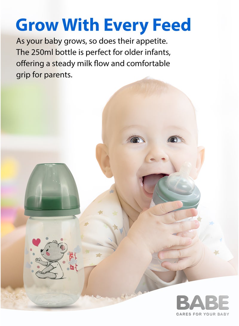 بابي مجموعة بيبي لحديثي الولادة | طقم تغذية للأطفال من 6 قطع | من عمر 0 أشهر فما فوق | خالية من مادة BPA | تتضمن زجاجتين واسعتي العنق بسعة 125 مل و250 مل مع حلمات سيليكون ناعمة، ولهاية واحدة، وفرشاة لتنظيف الزجاجة والحلمة | مستلزمات الطفل الأساسية للتغذية والفطام - Image 5
